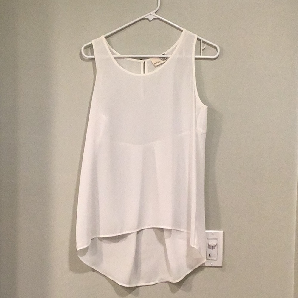 Everleigh White Asymmetrical Sleeveless Tank Top